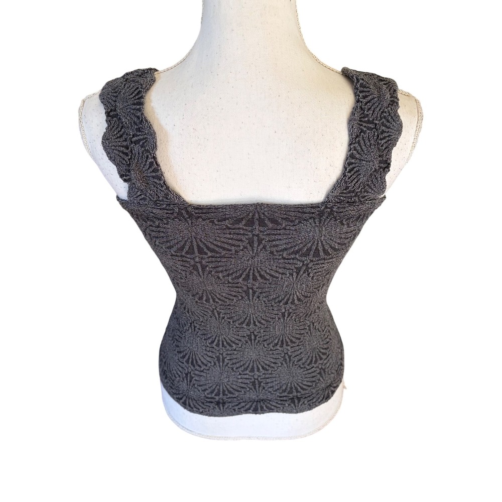Intimately Free People Grey Textured Knit Tank Top Square Neck M/L Boho Summer